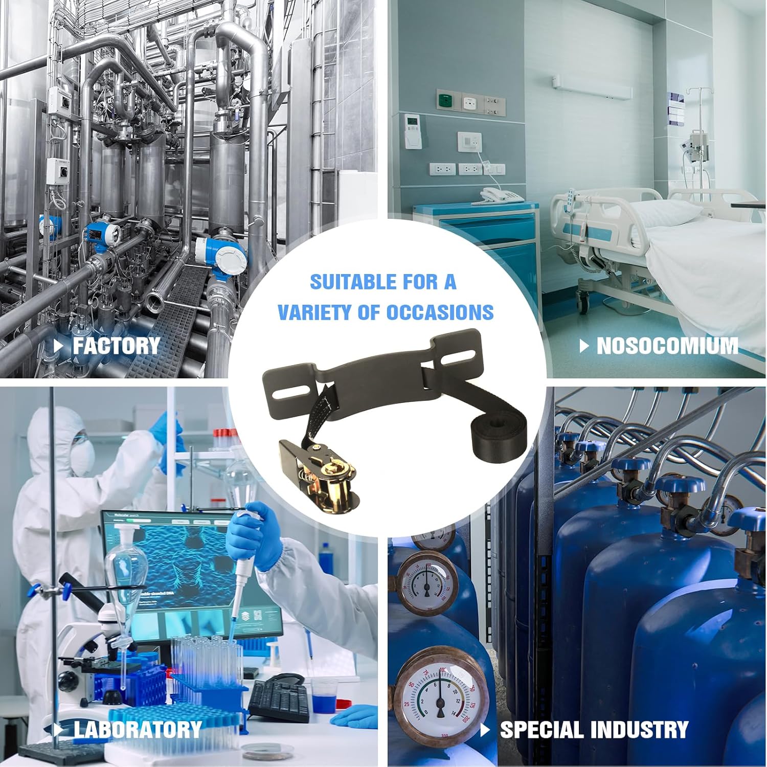 Propane Tank Holder ，Cylinder Wall Mounted Brackets, Ratchet Straps（6.6ft ）, Steel Gas Cylinder Holder, Heavy Duty Gas Cylinder Holder Wall-Mounted Bracket。 (white 1)