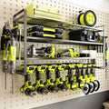 KAFAHOM Power Tool Organizer Wall Mount, 9 Drill Holders for Garage Organization,4 Layer Power Tool Rack,Tool Organizer and Storage with 2 New Accessories, Gifts Idea for Men/Dad/Husband