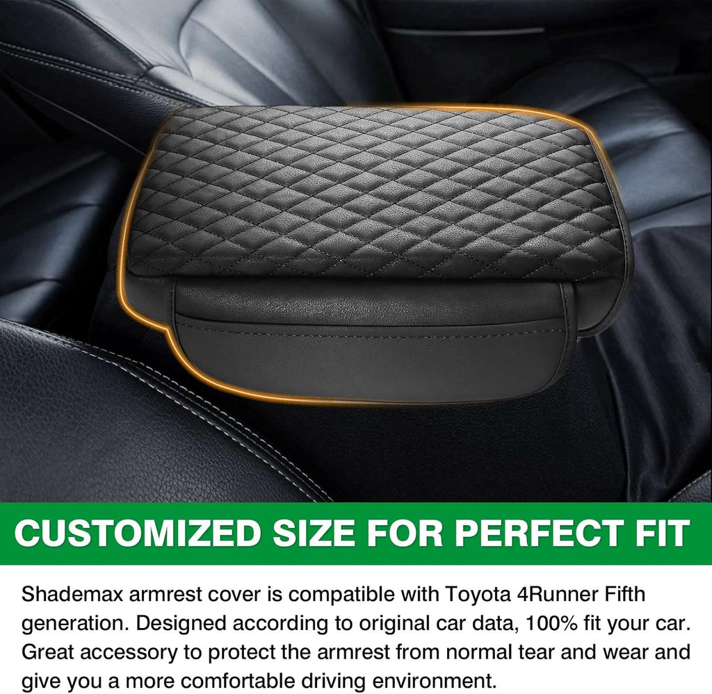 Shademax for Toyota 4Runner Center Console Cover, Armrest Cover for Toyota 4Runner Accessories 2010-2023 2024, Center Console Pad PU Leather Armrest Seat Box Cover Protector with Pockets Storage Bag