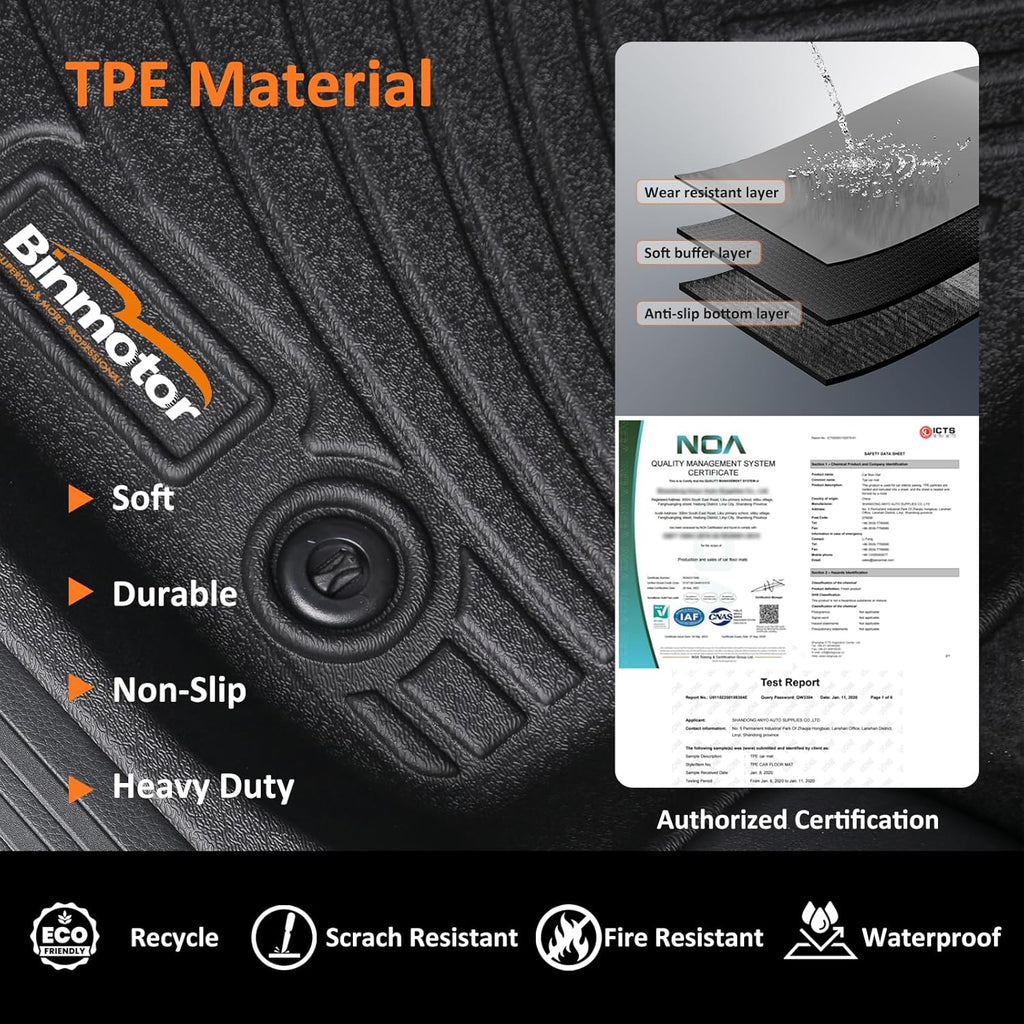 Binmotor-All Weather Floor Mats Cargo Liner Set for BMW X1 2016 2017 2018 2019 2020 2021 2022,1st & 2nd Row Full Set, TPE Rubber mats Heavy Duty Car Floor Liners-Black for X1 Accessories