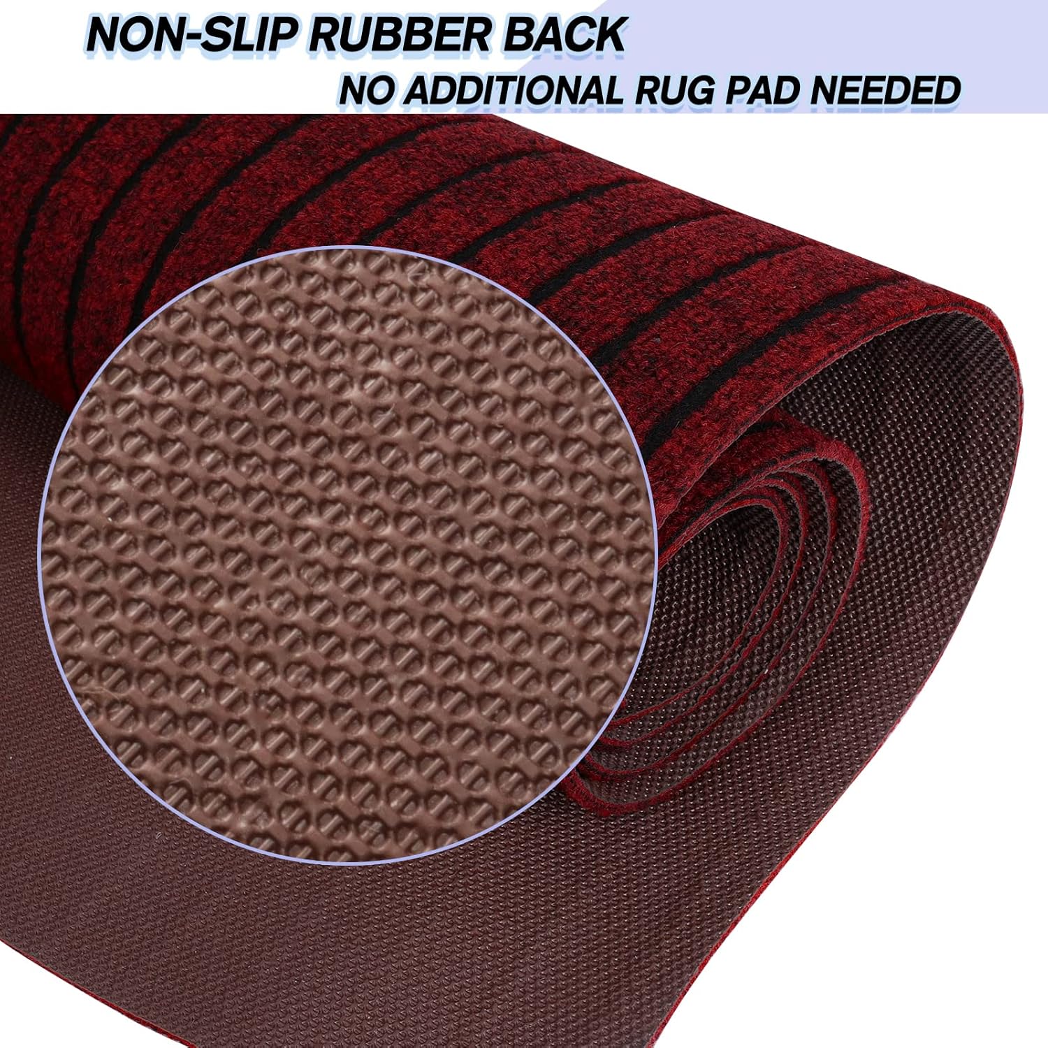 Custom Size Backed Non-Slip Area Rugs Runner, Easy Clean, Waterproof Runner Rugs for Hallway Entryway, Kitchen, Laundry, 4FT x 25FT, Red Stripe
