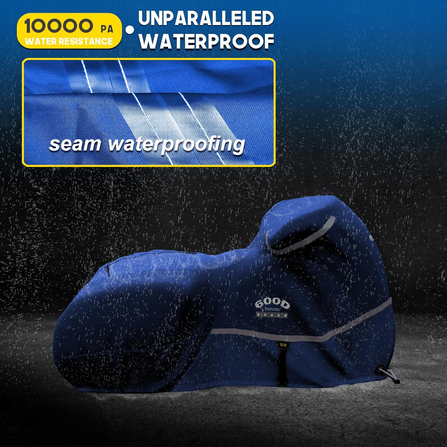 Rosefray Motorcycle Cover with Side Box Heavy Duty 600D Waterproof for Touring Models Harley Davidson Road King,Road Glide,Street Glide, Electra Glide,Low Rider-ST Indoor & Outdoor Storage Blue