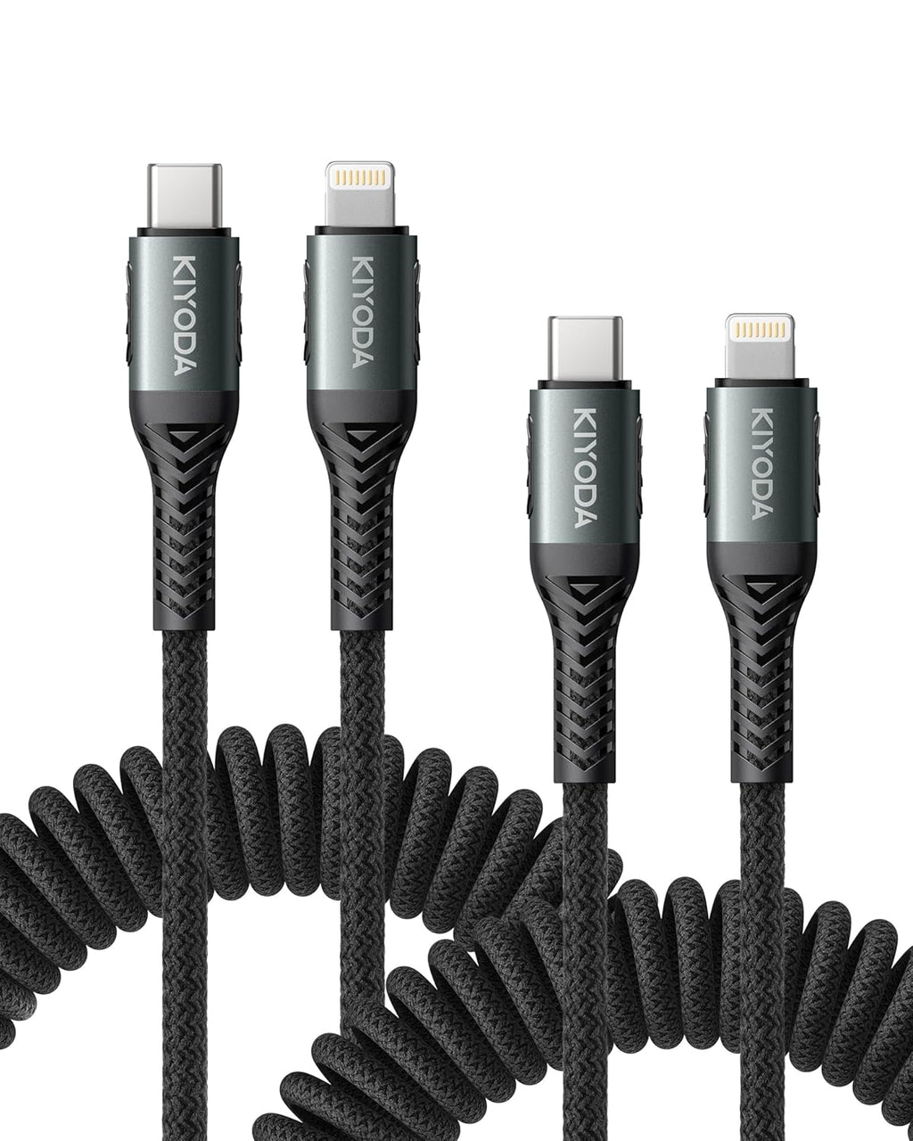 Coiled USB C iPhone Charger 3FT 2Pack, Braided Type C to Lightning Cable for Car [Apple MFi Certified] Fast Charging Cord Compatible with iPhone 14 Pro/Pro Max/Plus 13 12 11 8 7 6s 6 SE XS XR X, iPad