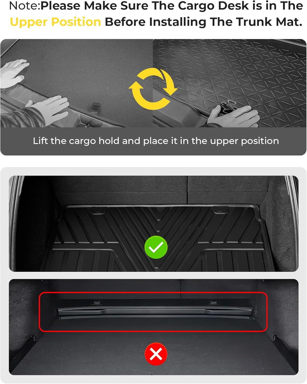 3W Cargo Liner Fit for Honda CR-V 2023 2024 2025 2026 (Include Hybrid) TPE Custom Fit All Weather Honda CRV Accessories Odorless Anti-Slip Mats Trunk Mats Black(Upper Position)