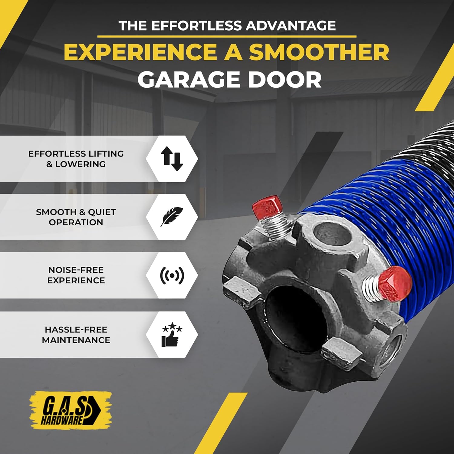 Garage Door Torsion Spring 262x1.75x37 Includes 1” Steel Bearing, Non-Slip Gloves, and Winding Bars for Left and Right Side of Garage Door Precision E-Coating 5-Year Warranty Min. 30,000 Cycles (Pair)