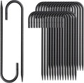 Rebar Stakes 12 Inch J Hook Ground Stakes Heavy Duty 30 Pack Chain Link Fence Stakes Galvanized Anchors Metal Tent Stakes for Wire Fencing Concrete Forming Trampolines Camping Canopies Shed Swing