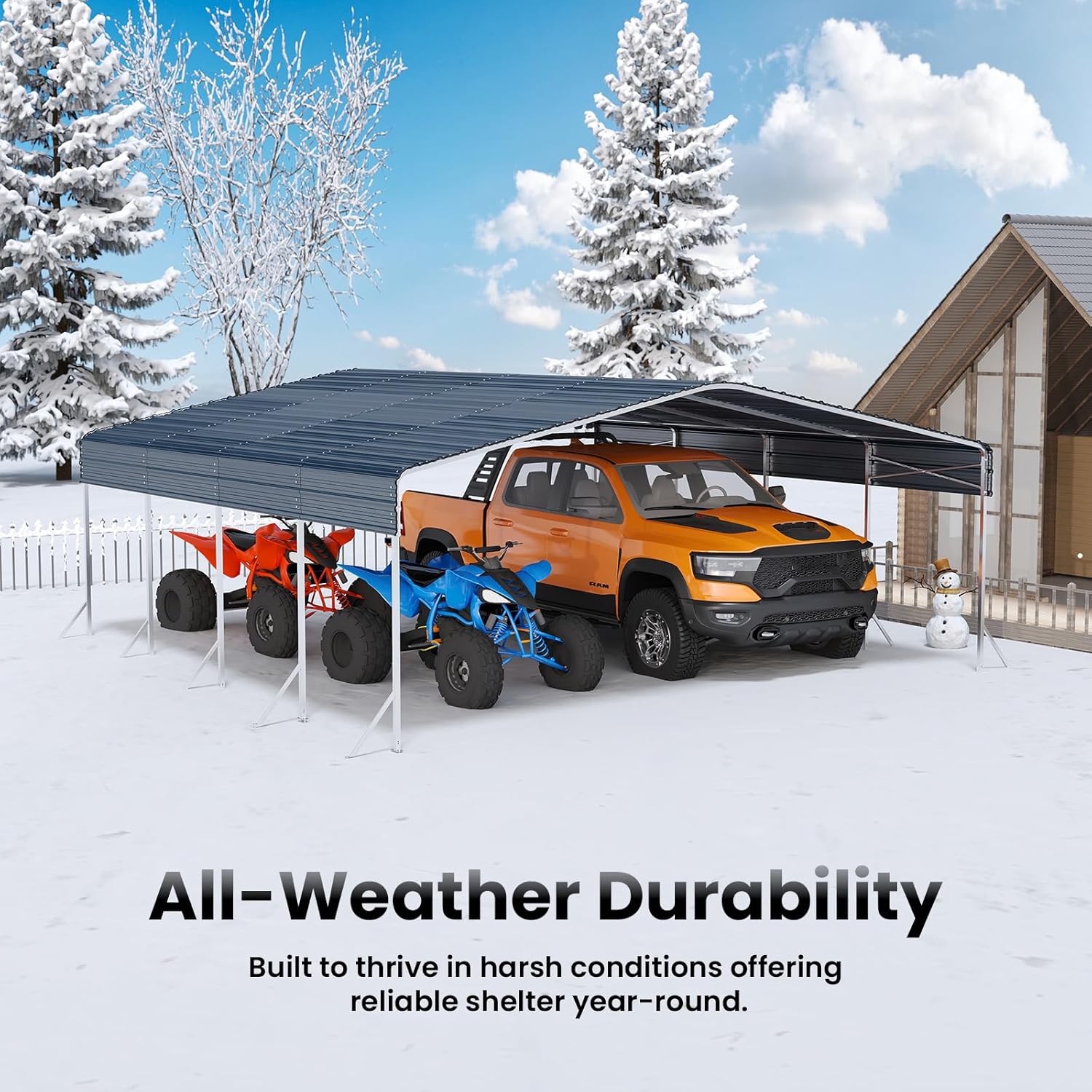Heavy Duty Metal Carport – Sturdy Structure, All-Weather Protection, Easy Assembly for Cars, Trucks, Boats, Tractors, and Outdoor Storage (Gray, 20X20 FT)