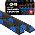 Xpose Safety 72" Heavy Duty Rubber Parking Stopper – 6 Pack Wheel Blocks for Garage, Driveway, or Ramp – Car Bumper Stop with Blue Reflective Strips – Removable Floor Mount