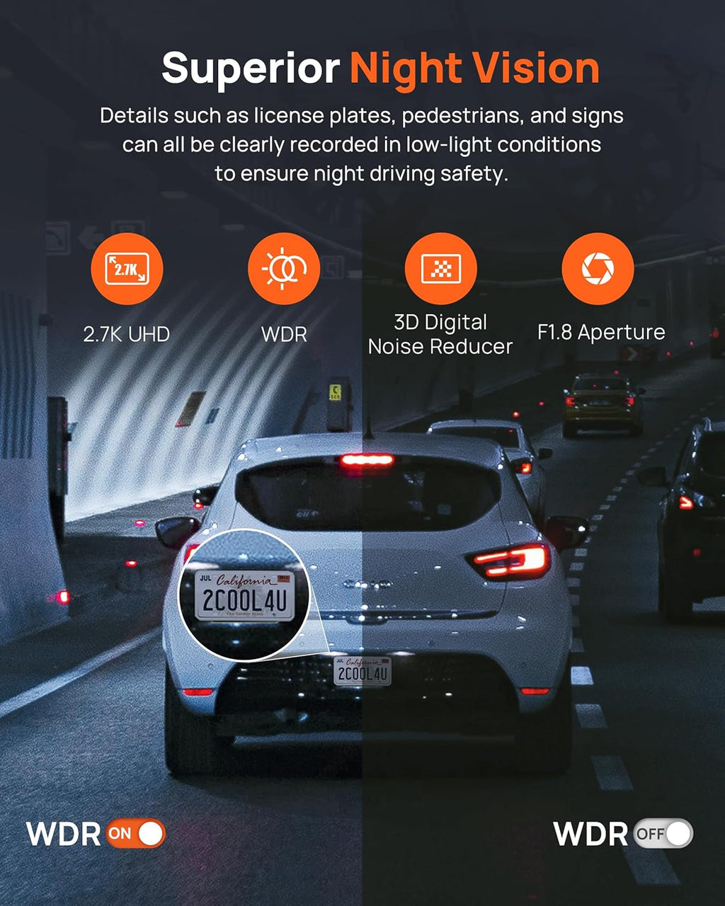 70mai 2.7K Dash Cam Front and Rear A500S, Dual Dash Camera for Cars, Dashcam with APP, Sony IMX335, ADAS, Built-in WiFi GPS, 2'' IPS Screen, WDR, Night Vision, 24/7 Parking Mode, Loop Recording