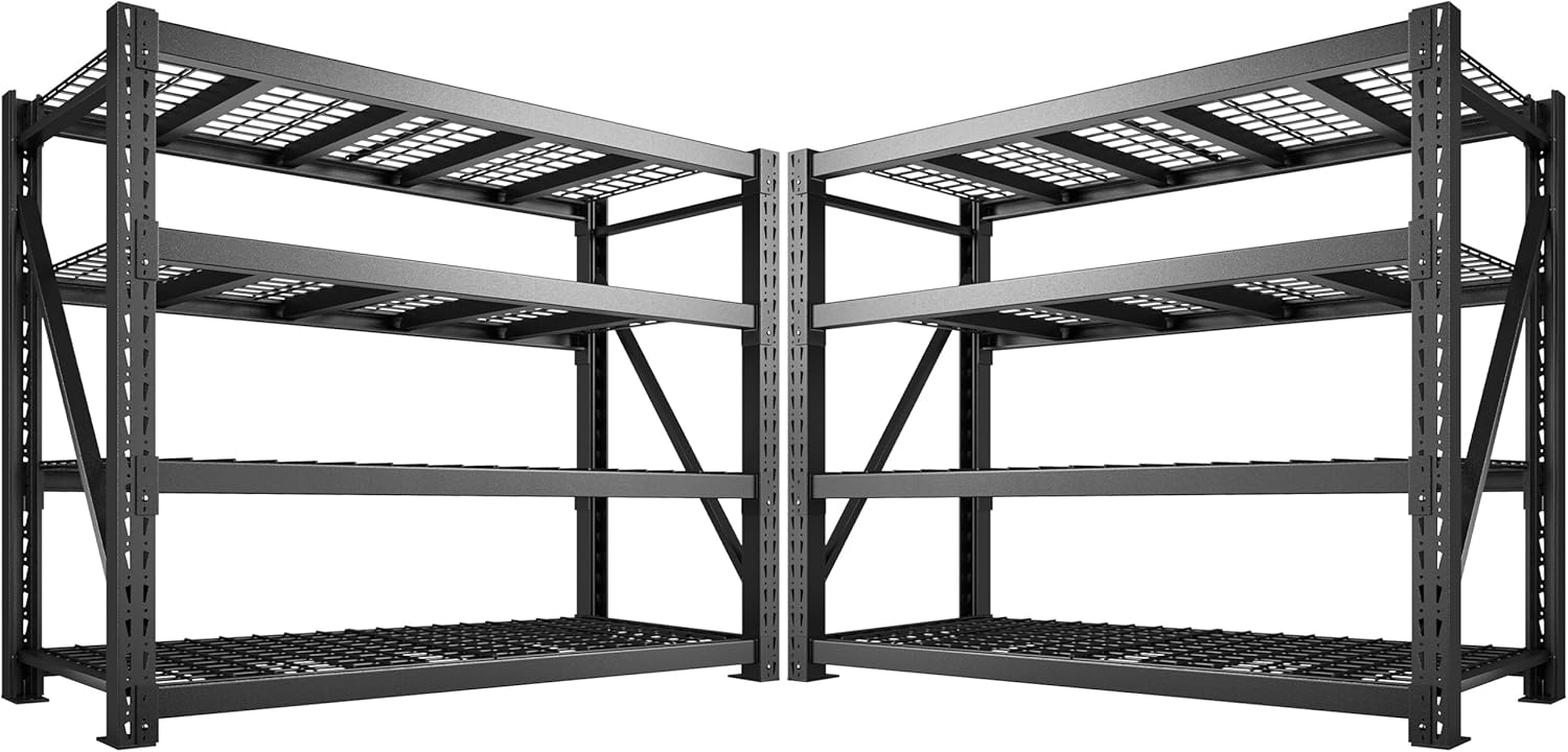 Bepatio 11000LBS Garage Shelving Heavy Duty Storage Shelves Adjustable 4-Tier Metal Shelving Uints Heavy Duty Industrial Shelves for Garage, Warehouse Basement Storage Room 24" D × 60" W × 72" H