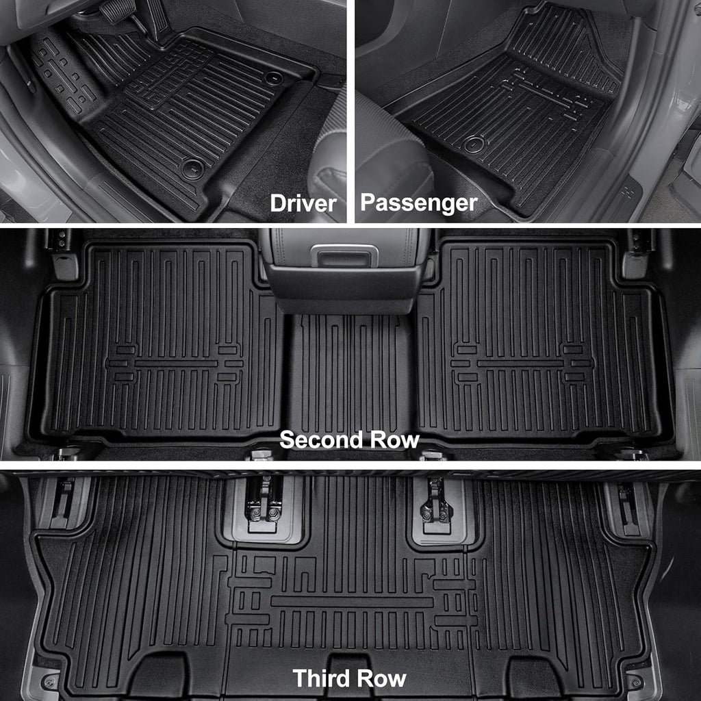 Floor Mats for 2025 Hyundai Santa Fe, All Weather TPE Cargo Mat with Backrest Mat Interior Car Mats Protection for Hyundai Santa Fe Calligraphy Accessories (Fit Hybrid and Fuel) 2024 2025
