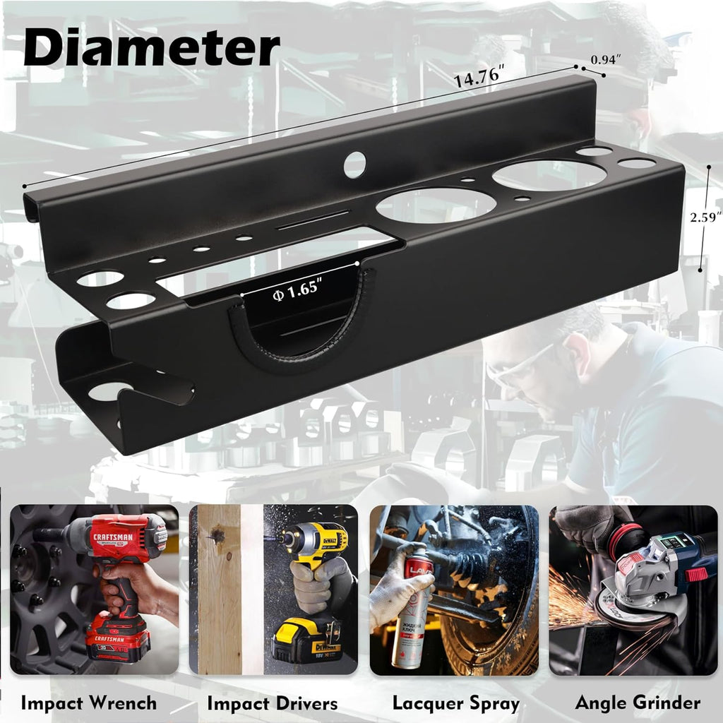 MUTUACTOR Power Tool Organizer,Heavy Duty Drill Driver Angle Grinder Holder,Quick Access Impact Drill Holder Tool Rack Utility for Rolling Tools Chest Utility Storage Carts