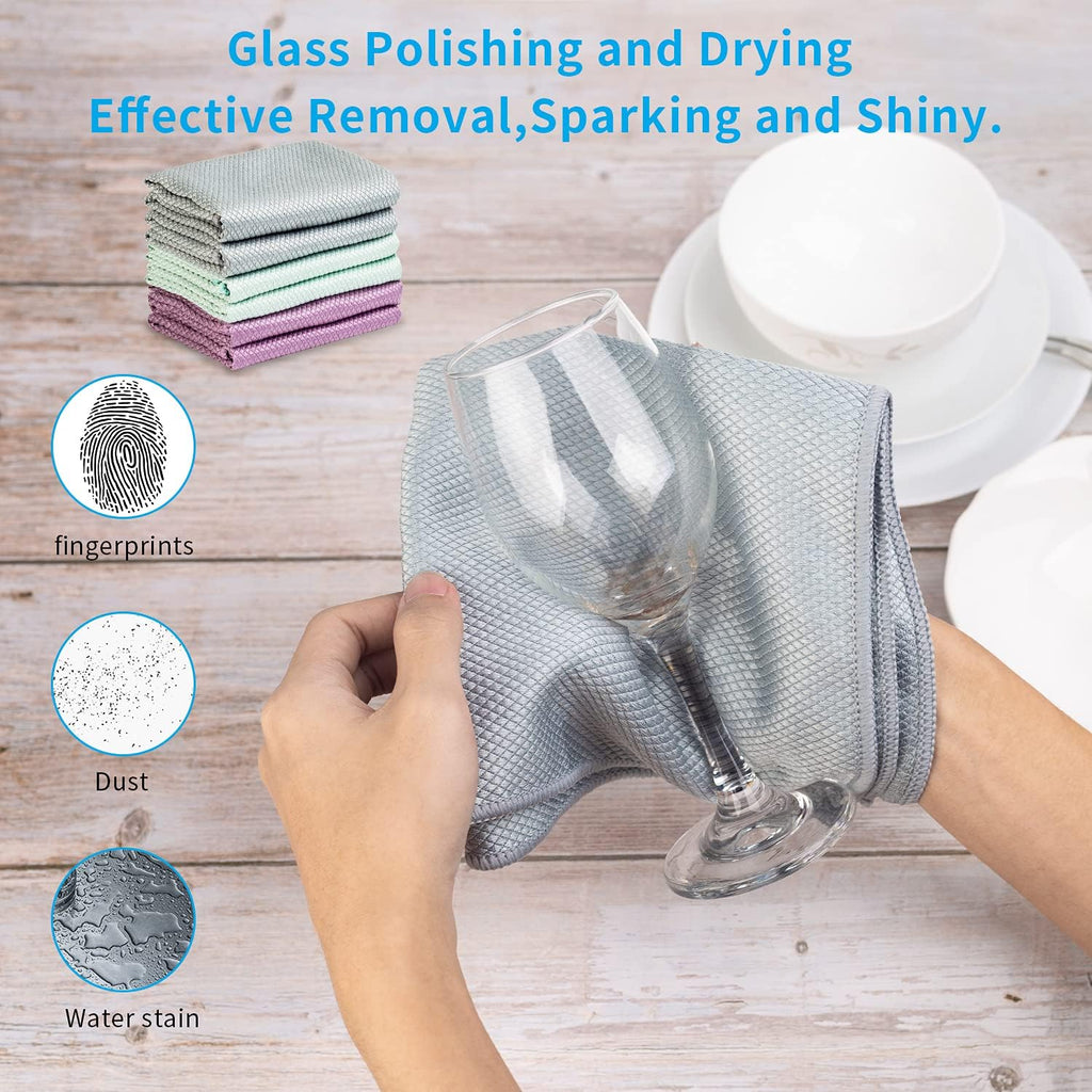 Easy Clean Fish Scale Nanoscale Cleaning Cloth,Streak Free Microfiber Glass Cleaning Cloths for Window Mirrors Windshields,Lint Free Microfiber Polishing Cleaning All-Purpose Towel Pack of 6(Purple)