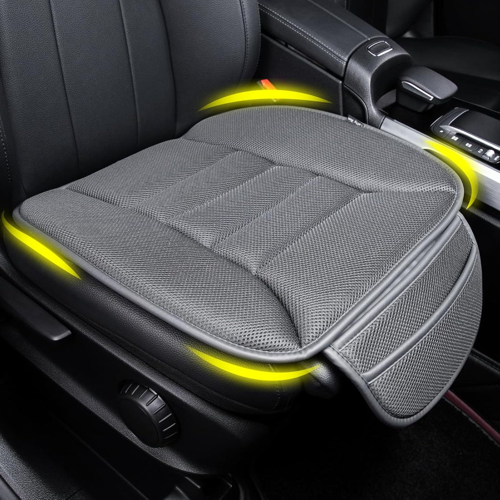 Car Seat Cushion, Driver Cushion with Comfort Memory Foam & Non-Slip Rubber Bottom, Car Seat Pad Works with 95% of Vehicles and Office Chair or Home - 4D Dark Grey