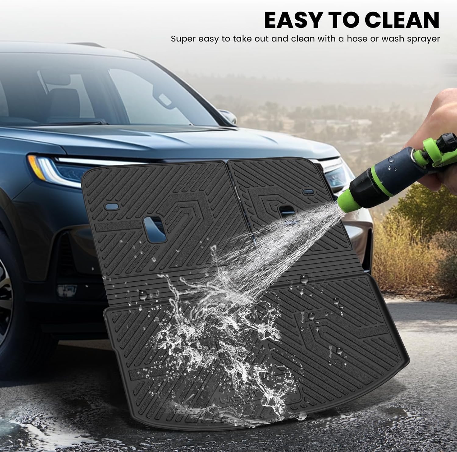 LASFIT Cargo Mat and Backrest Mat for Mazda CX-90 / CX 90 PHEV 2024 2025 7&8 Seats(Not for 6 Seats) TPE Custom Fit All Weather Trunk Mat Liner Waterproof CX90/CX90 PHEV Cargo Tray Accessories, Black