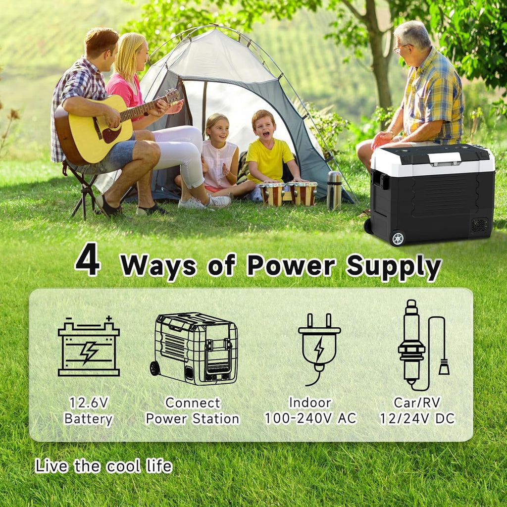 SubSun Electric Cooler, 58QT Car Refrigerator, Portable Freezer 12V/24V DC and 110-240V AC, Plug in Coolers for Vehicles with Wheels, 12 Volt Car Fridge -4℉~68℉