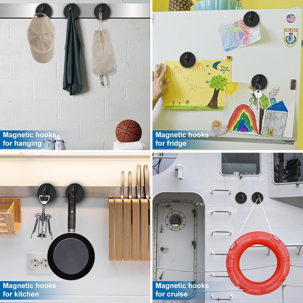 LOVIMAG Magnetic Hooks for Cruise Cabins,150lbs Cruise Magnets for Door,Cruise Ship Essentials for Travel, Strong Magents Heavy Duty with Epoxy Coating for Hanging, Refrigerator, Kitchen-12 Pcs