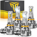 FAHREN 9005 9006 LED Bulbs Combo, 90,000LM 10X Ultra-Bright HB3 HB4 Bulbs,6500K Cool-White, 99% CANBUS Compatibility, Plug and Play, IP68 Waterproof fog bulbs, Pack of 4