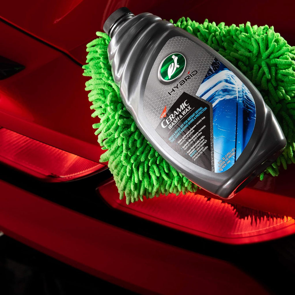 Turtle Wax 53411 Hybrid Solutions Ceramic Wash and Wax, Easy Clean Ceramic Infused Formula Removes Dirt and Grime, Long Lasting Shine and Protection for Cars, Trucks and More, 48 oz. (Pack of 1)