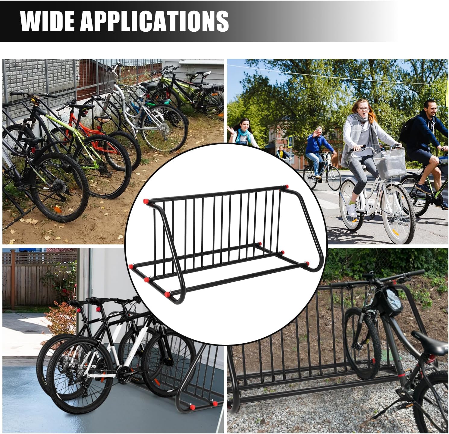 Commercial Grid Bike Rack for 10 Bikes - Heavy Duty Metal Bike Stand Floor, Outdoor Bicycle Parking Rack for Garage, Retail, School, Backyard, Bike Shop (Double Side)