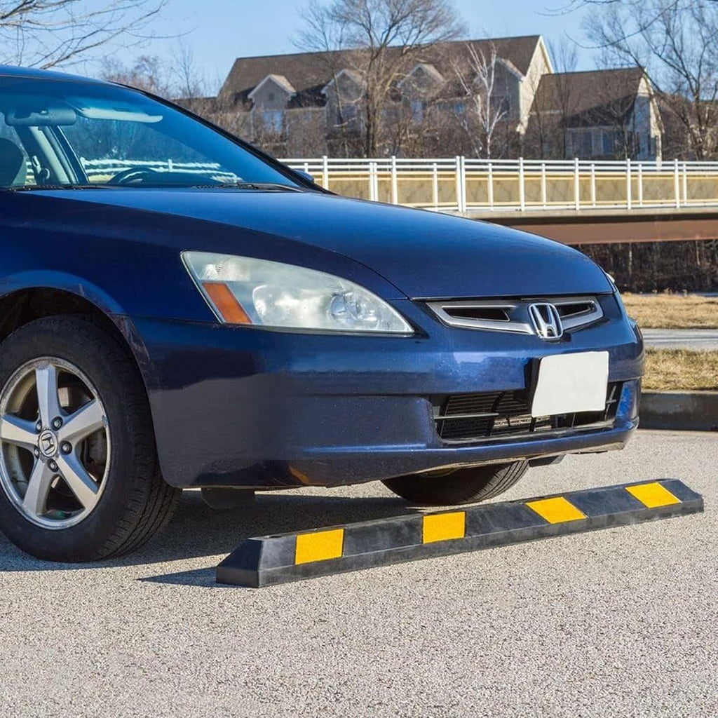 Guardian Parking Stop, 6 Foot Long Rubber Curb with Mounting Holes, Black/Yellow - Highly Visible Accessory for Job Sites & Garages