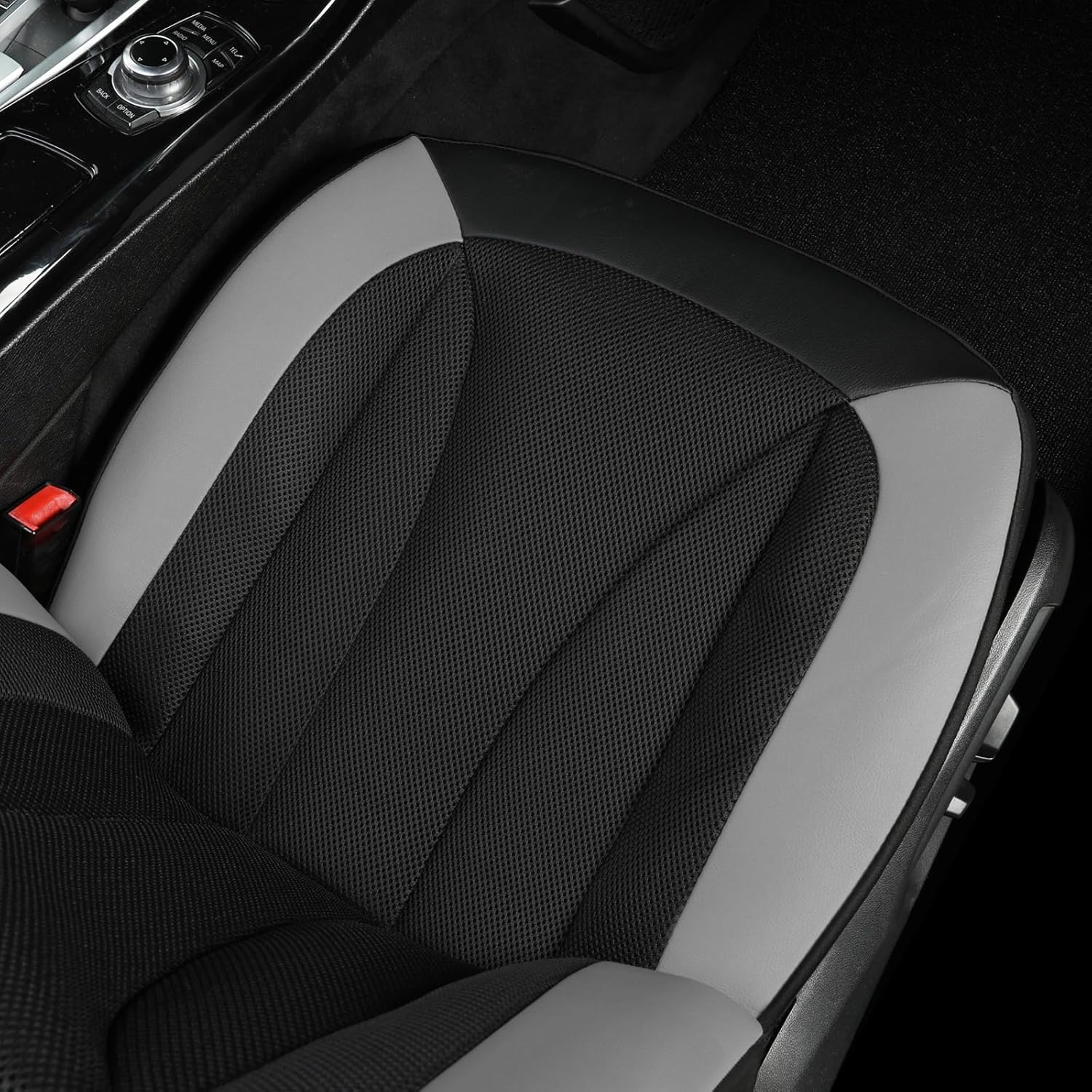 GIANT PANDA Front Seat Cover for Nissan, 3D Air Mesh Car Seat Covers Custom Fit Nissan Rogue Altima Sentra Versa Kicks Frontier Murano Pathfinder Maxima (Grey+Black) 2-Pack