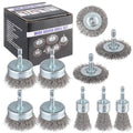 Rocaris 10-Pack Carbon Steel Wire Wheel, Cup, Pen Brush Set with 1/4-Inch Hex Shank for Rust Removal, Corrosion and Scrubbing Surfaces