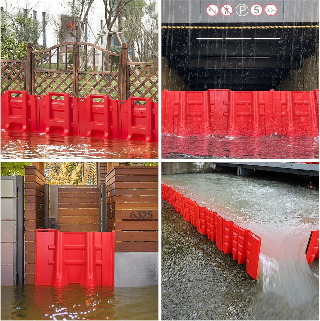 Flood Prevention Barrier, ABS L-Type Baffle Water Barrier Reusable, Door Flood Barriers for Home, Removable Combined for Garage Doors, Warehouses, Basements and School (20pcs)
