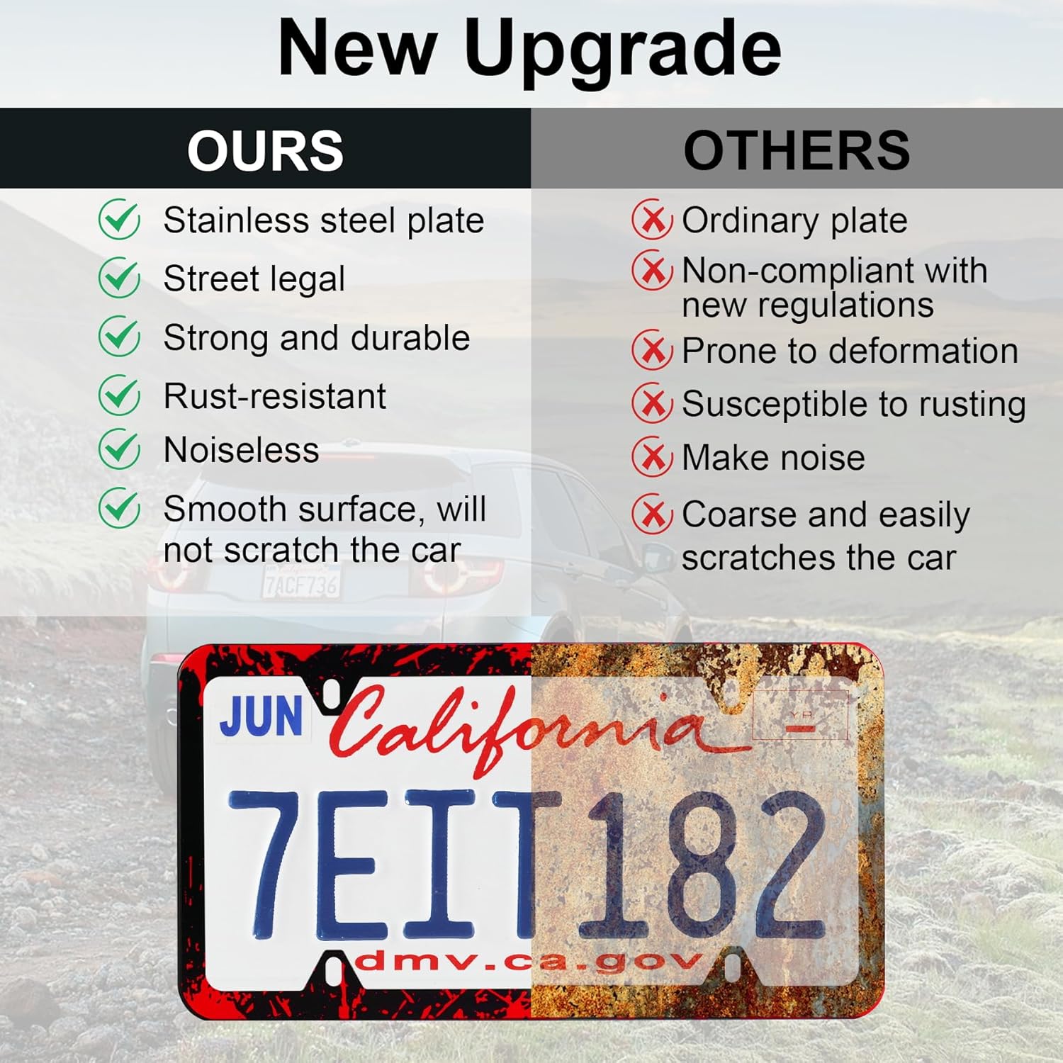 LivTee Black License Plate Frames, 4 Holes Stainless Steel License Plate Covers, 2PCS Car License Plate Holder, Automotive Exterior Accessories, Blood Splatter