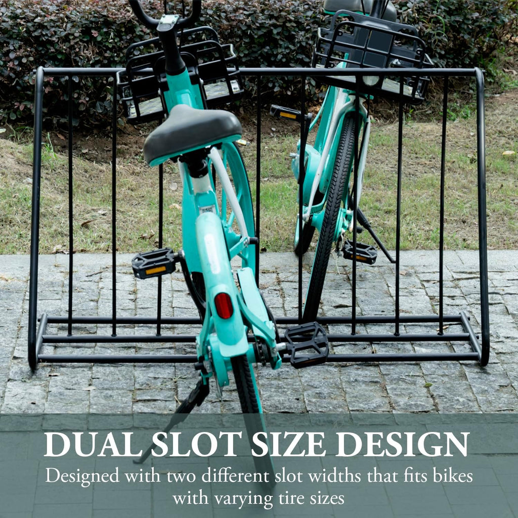 MyGift Large Metal Double-Sided Grid Bike Rack Stand, Freestanding Bicycle Storage Holder for Garage or Outdoor Parking with 6-Bicycle Capacity