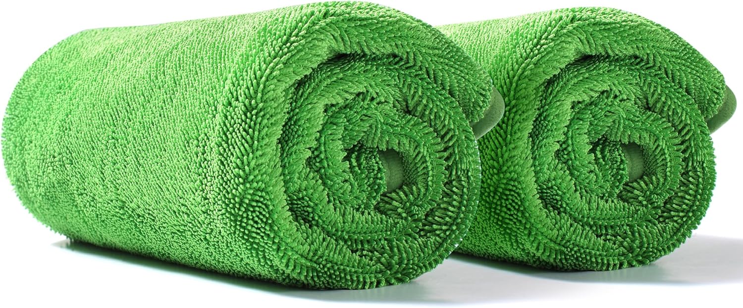JOYMOOP Microfiber Towels for Cars, 2 Pack 63" x 29.5" Car Drying Towel, Green Reusable Car Towel, Quick Drying Car Microfiber Cleaning Cloth for RVs, SUVs, Trucks