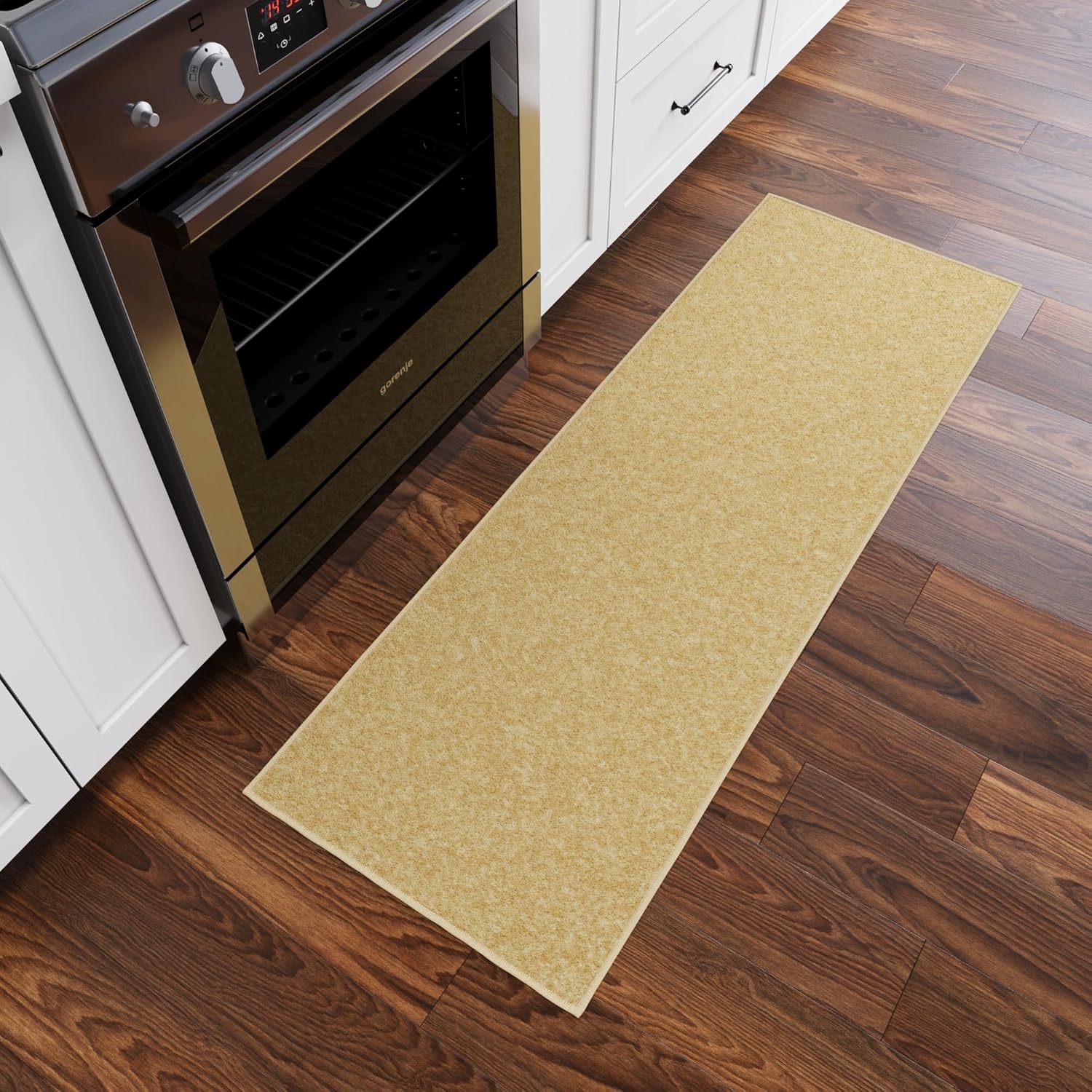 Ottomanson Hallway Runner Rug 20" x 59" Non Slip Solid Area Rugs Easy to Clean Laundry Rug Runner Durable & Pet Friendly Floor Carpet Runners for Hallways Entryway Living Room Kitchen, Beige