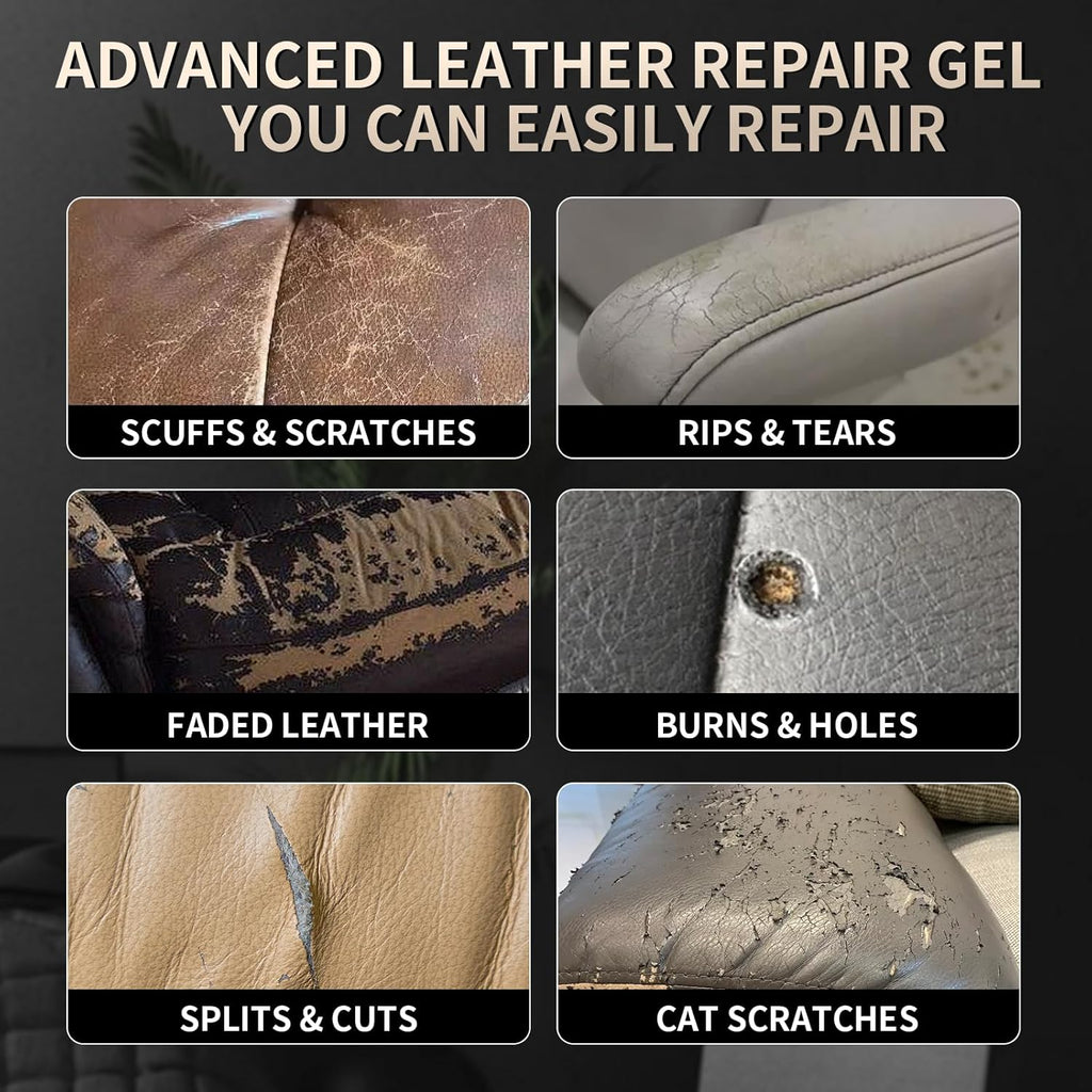 Advanced Leather Repair Gel, 2025 New Leather Repair Coloured Cream Gel, Upgrade Professional Leather Repair Kit for Car Seat Vinyl Repair Kit, Multifunctional Couch and Jacket Repair Kit (Dark Red)
