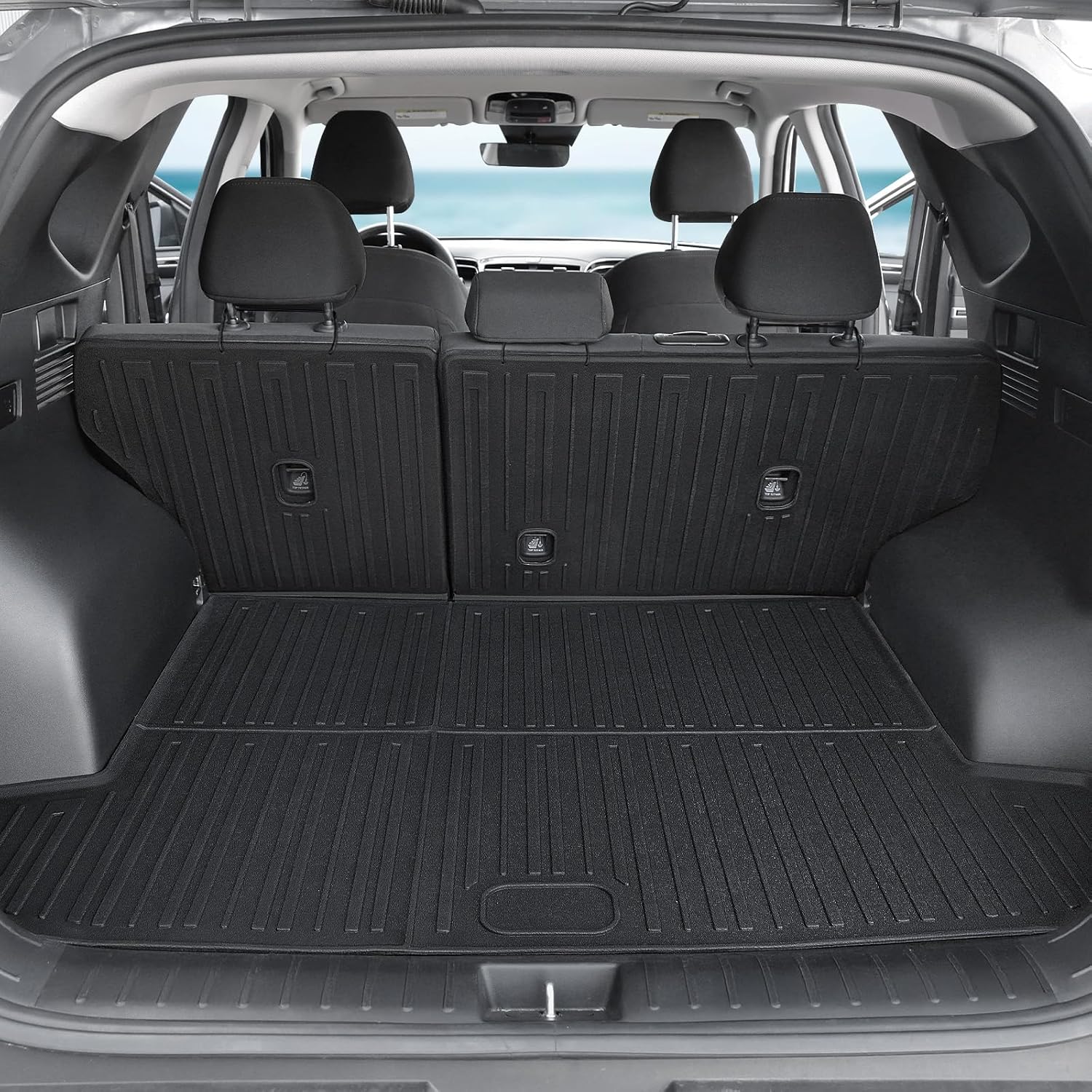 Floor Mats Set for 2022-2025 Hyundai Tucson Gas, Full Coverage All Weather Floor Mats Cargo Mat with Backrest Protectors & Door Sill Guards for Tucson Accessories(Not fit Hybrid)