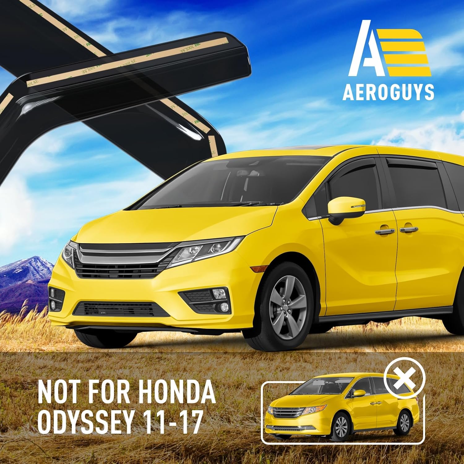 Extra Durable Window Deflectors in-Channel Window Visors Rain Guards Fit for Honda Odyssey 2018-2025, Sun Visors, Wind Vent for Shades, Exterior Car Accessories - 4pcs. AG0765