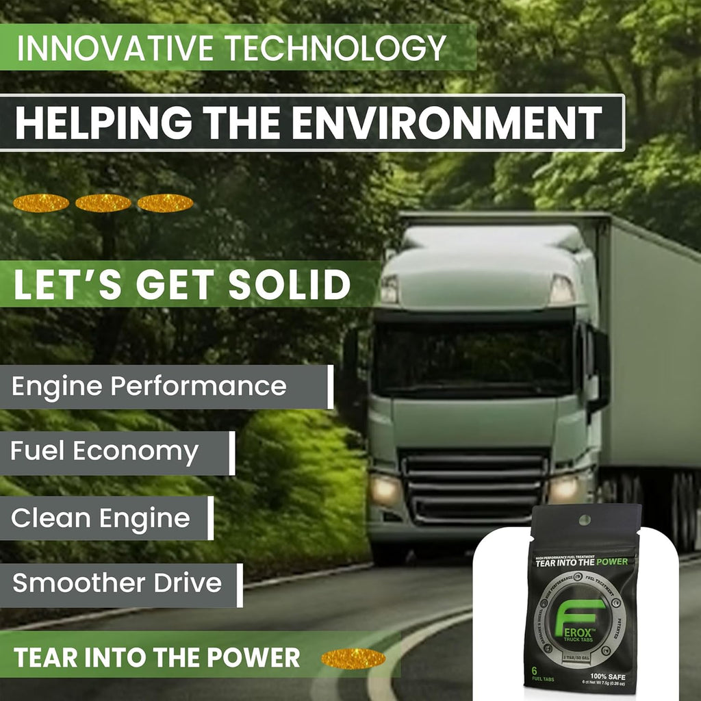 Ferox Fuel Catalyst for Trucks | Heavy-Duty Fuel Treatment for Diesel & Gas | Optimize Power, Reduce Waste | Treats Large Tanks | 1 Tab = 50 GAL | Works in All Engines