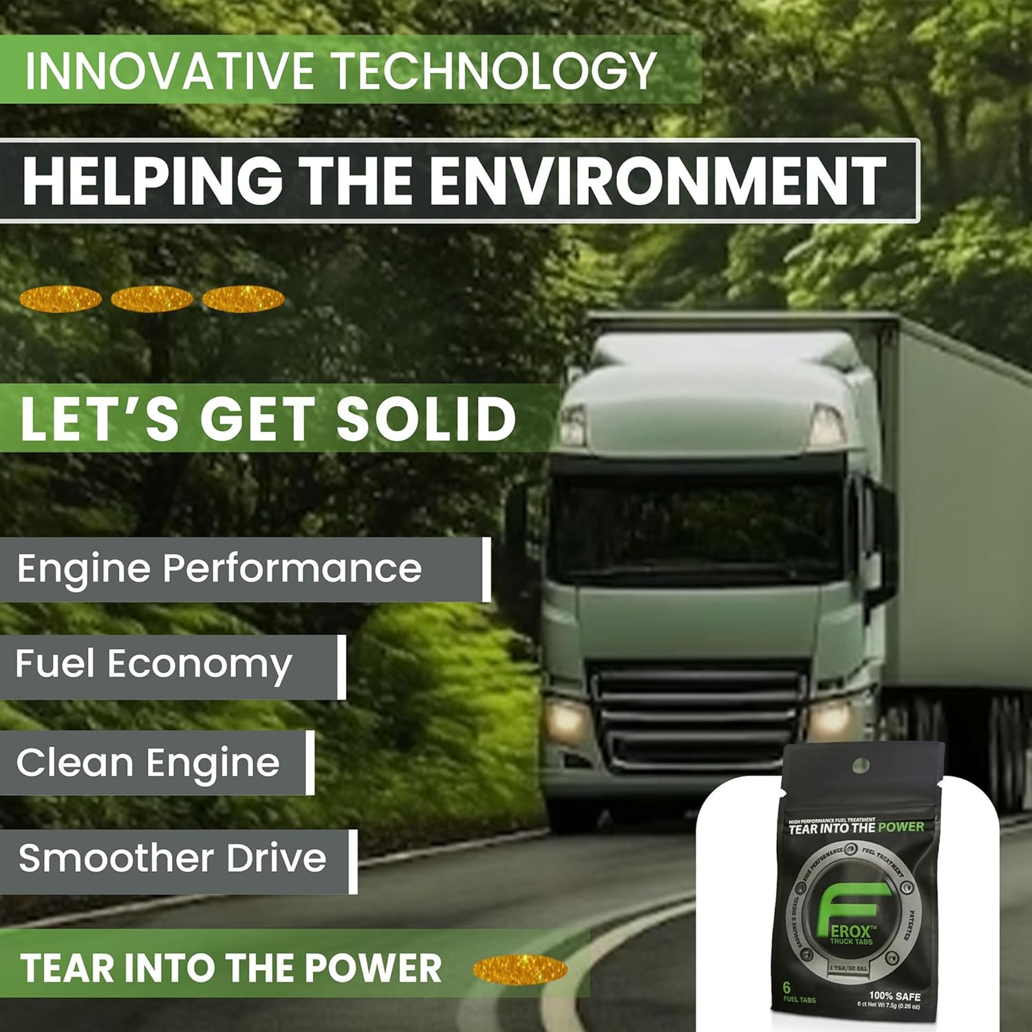 Ferox Fuel Catalyst for Trucks | Heavy-Duty Fuel Treatment for Diesel & Gas | Optimize Power, Reduce Waste | Treats Large Tanks | 1 Tab = 50 GAL | Works in All Engines