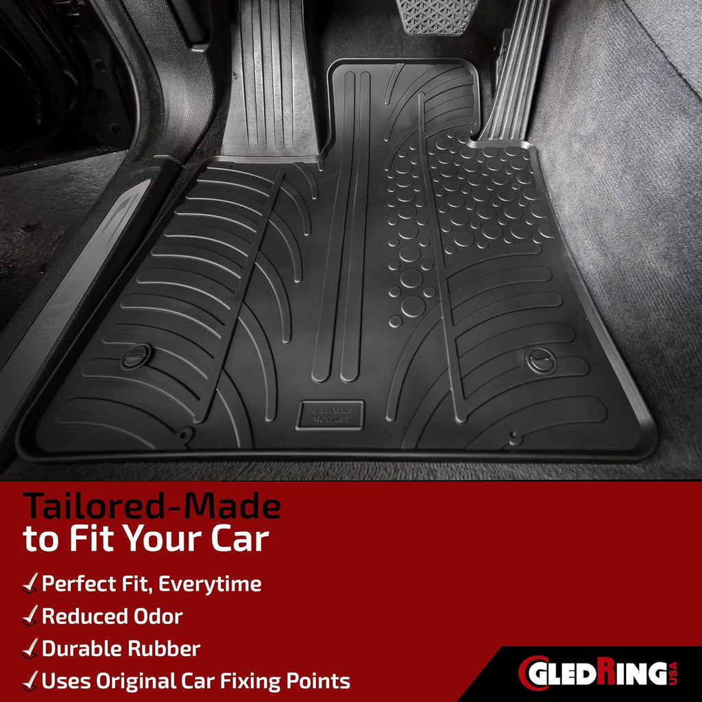 Gledring USA Custom Fit All-Weather Rubber Floor Mats Intended for Mercedes Benz Metris 2015-2023, Non-Slip, Protects from mud and Snow. Reduced Rubber Odor.
