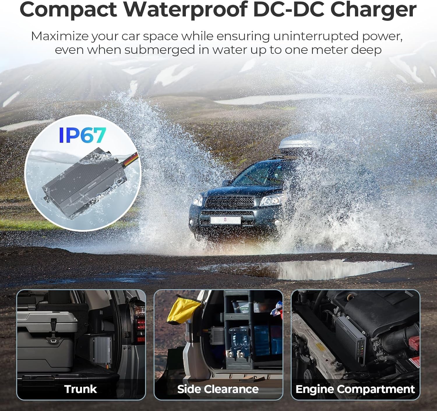 RENOGY 12V/24V 50A DC-DC Charger with MPPT - IP67 Waterproof Solar & Alternator Charger 720W Boost Buck Voltage Battery Chargers for RV, Marine, Lithium/AGM/Gel Batteries