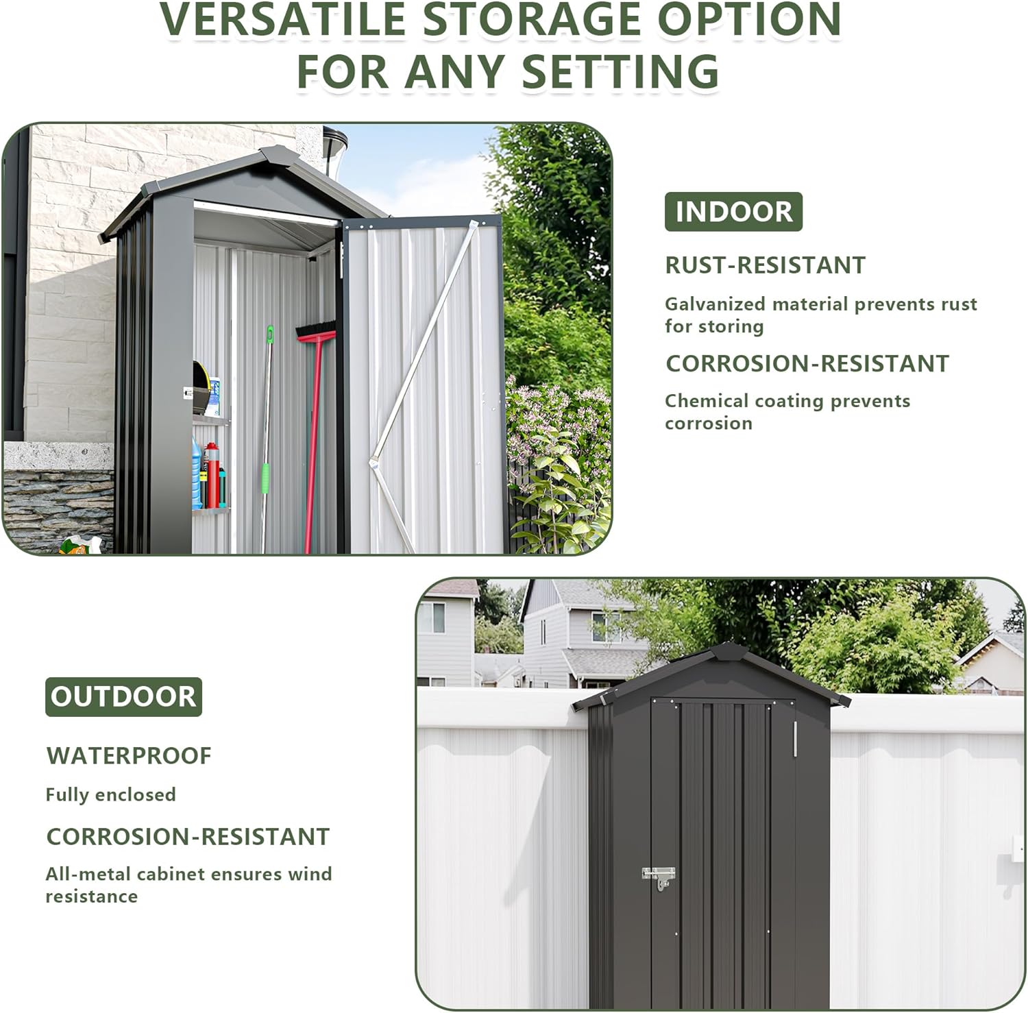 2.5x1.4 FT Outdoor Storage Shed, Small Metal Garden Shed with Adjustable Shelves, Mini Outside Tool Sheds with Lockable Hinged Door, Waterproof Outdoor Storage Cabinet for Backyard, Patio, Lawn, Black