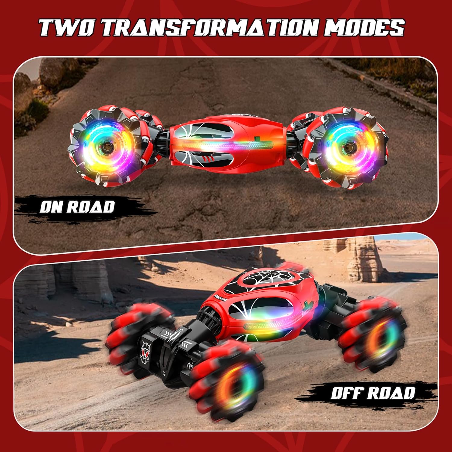Spider Remote Control Car Gesture Sensing Hand Controlled Stunt Car, 4WD Drift Twist Off-Road Vehicle with Light Music, Birthday Xmas Gifts Suitable for Boys and Girls