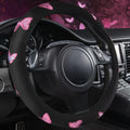 Car Pass Pink Embroidery Butterfly Steering Wheel Cover, Universal 15 Inch Car Wheel Cover for Women Girls, Fit for Suvs,Small Trucks,Sedans,Cars (Black and Pink)