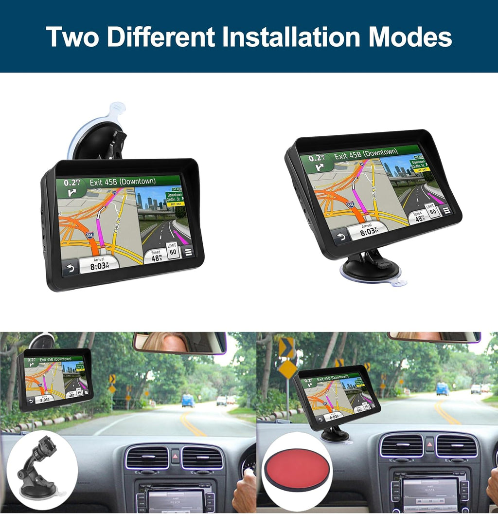 GPS Navigator for Car Truck RV, 9 inch Touch Screen Latest 2025 Map, Real Voice Spoken Turn-by-Turn Direction Reminding Navigation System for Cars, Vehicle GPS with Speed and Red Light Warning, FM