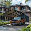 PHI VILLA 12 x 20 ft Carport Metal Carports with Galvanized Steel Roof, Sturdy Heavy Duty Metal Carport for Cars, Boats, and Tractors