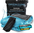 Microfiber towels for cars - 1300GSM X Large size Double twisted loop 2pcs - 70/30 Blend Quick Dry High absorbent Edgeless Streak free - Car drying towel for detailing 24x36″ & 12x12 (Grey+ Aqua Blue)