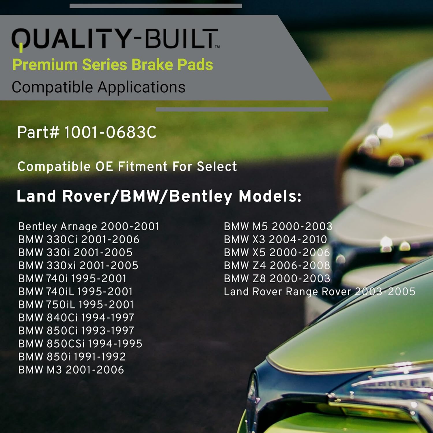 Premium Ceramic Rear Brake Pads (1001-0683C) Compatible with 1991-2010 BMW/Land Rover (330Ci/330i/330xi/740i/740iL/750iL/840Ci/850Ci/850CSi/850i/M3/M5/Range Rover/X3/X5/Z4/Z8 & More)