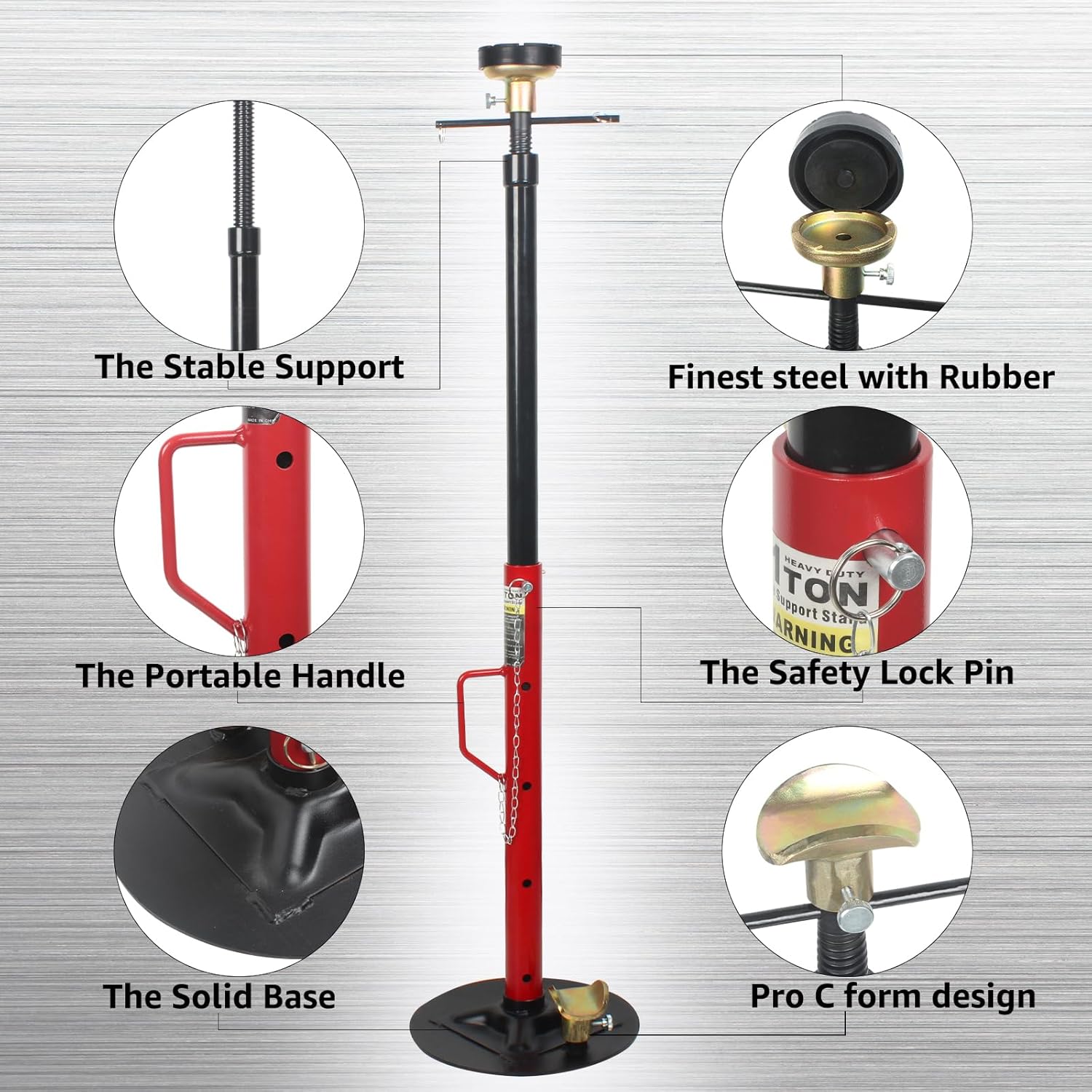 BESTOOL 1-Ton (2000Ibs) Underhoist Support Stand with Handle, Adjustable Height 30.7'' to 70.8'', Multi-Functional Topped Adapter, Easy Switching, Supporting Vehicle Components（US Patented）