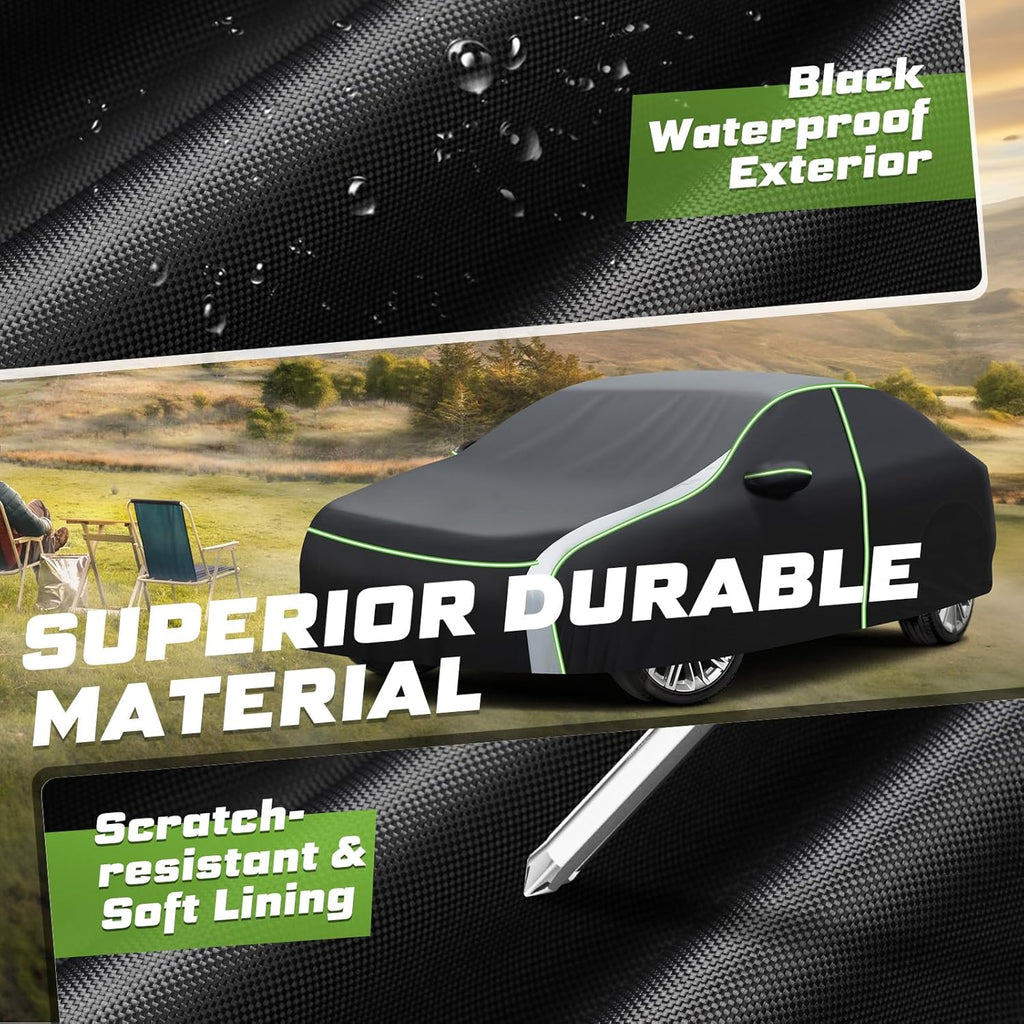 Mixsuper Liner Car Cover for Honda Civic 1991-2026, 7 Layers Waterproof Car Cover Accessories for Civic with Zipper Door, Windproof Straps, Reflective Strips, Anti-UV, All Weather