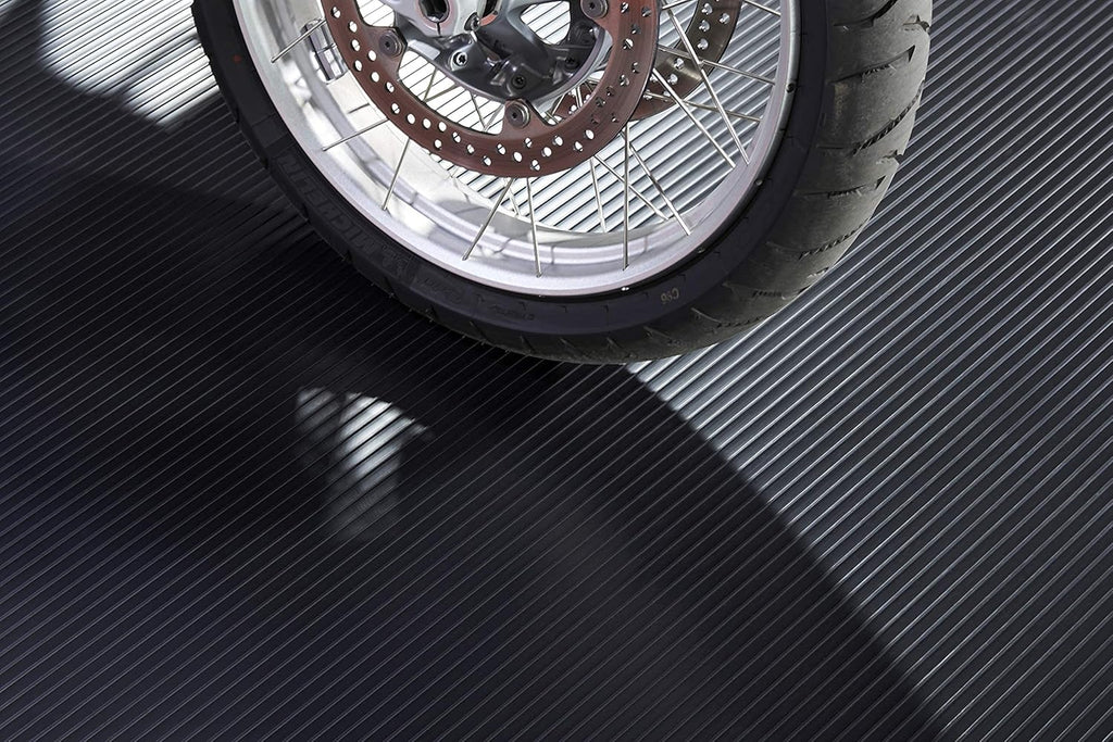 G-Floor Garage Flooring 5' x 10' Midnight Black Ribbed Channel Vinyl Protector Mat - Industrial Strength for Home or Commercial Use