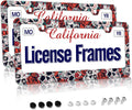 Stainless Steel Sugar Skull License Plate Frame Skull License Plate Holder Sugar Skull Car Accessories Day of The Dead Frame Witchy License Plate Frame for Women 12.3" X 6.3"